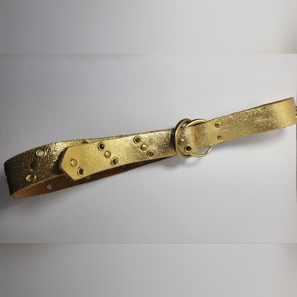 Genuine Leather Gold Belt - Picture 2 of 8